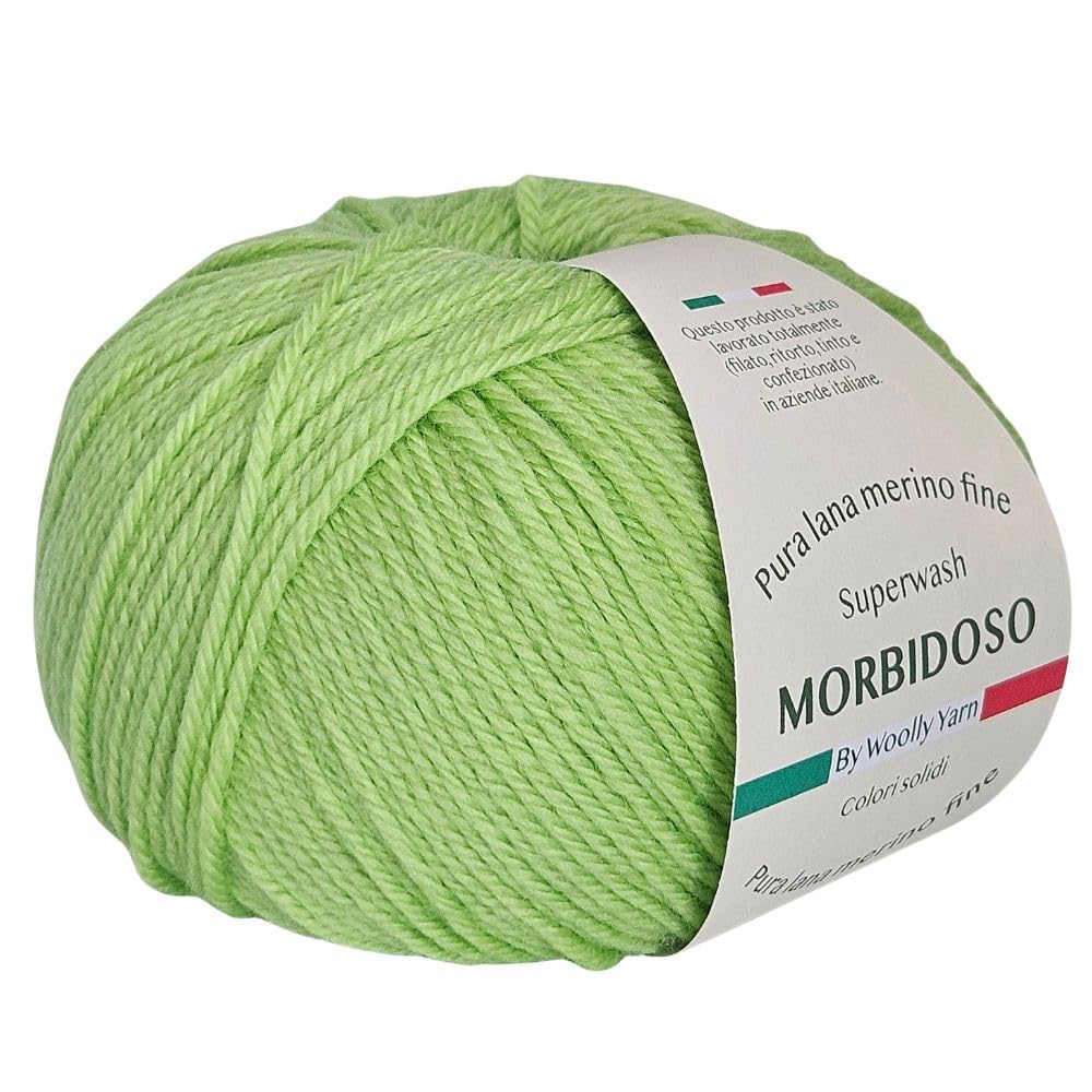 100% Non-Shrink Merino Wool Yarn Ball, for Crochet and Knitting, Baby Wool, Solid Colors, 50 g, 150 meters, for Clothing and More (Apple 129)