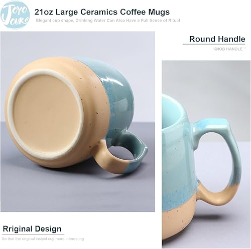 Miniatura 5 de Tazas de café grandes de cerámica, taza de cerámica Arge de 21 onzas se puede utilizar para beber caliente y frío en la oficina y el hogar,