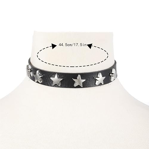 Miniatura 5 de Gargantilla de cuero punk corto negro collar gótico estrella collar suave faxu cuero cuerpo cadena de cuello corto accesorios para mujeres y niñas