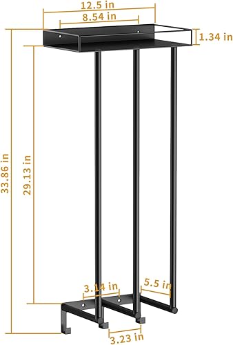 Miniatura 6 de Ovicar Toalleros para baño Almacenamiento de toallas enrolladas montadas en la pared con estante de metal y 3 ganchos, soporte de toalla de pared