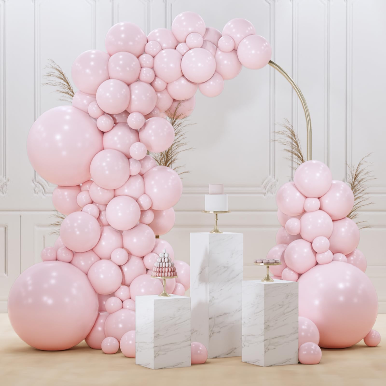 PartyWoo Pale Pink Balloons 85pcs Different Sizes of 18 12 10 5 Inch Light Pastel Baby Pink Balloon Arch Kit for Engagement Bachelorette Baby Shower