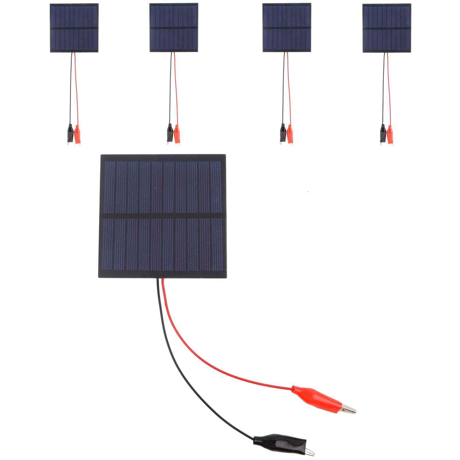 5 paneles solares pequeños, 1 W, 5 V, 200 ma, mini panel solar fotovoltaico, kit de cargador de células solares con clip de alambre de 89,5 mm x 89,5 mm para teléfono, luz eléctrica de juguete