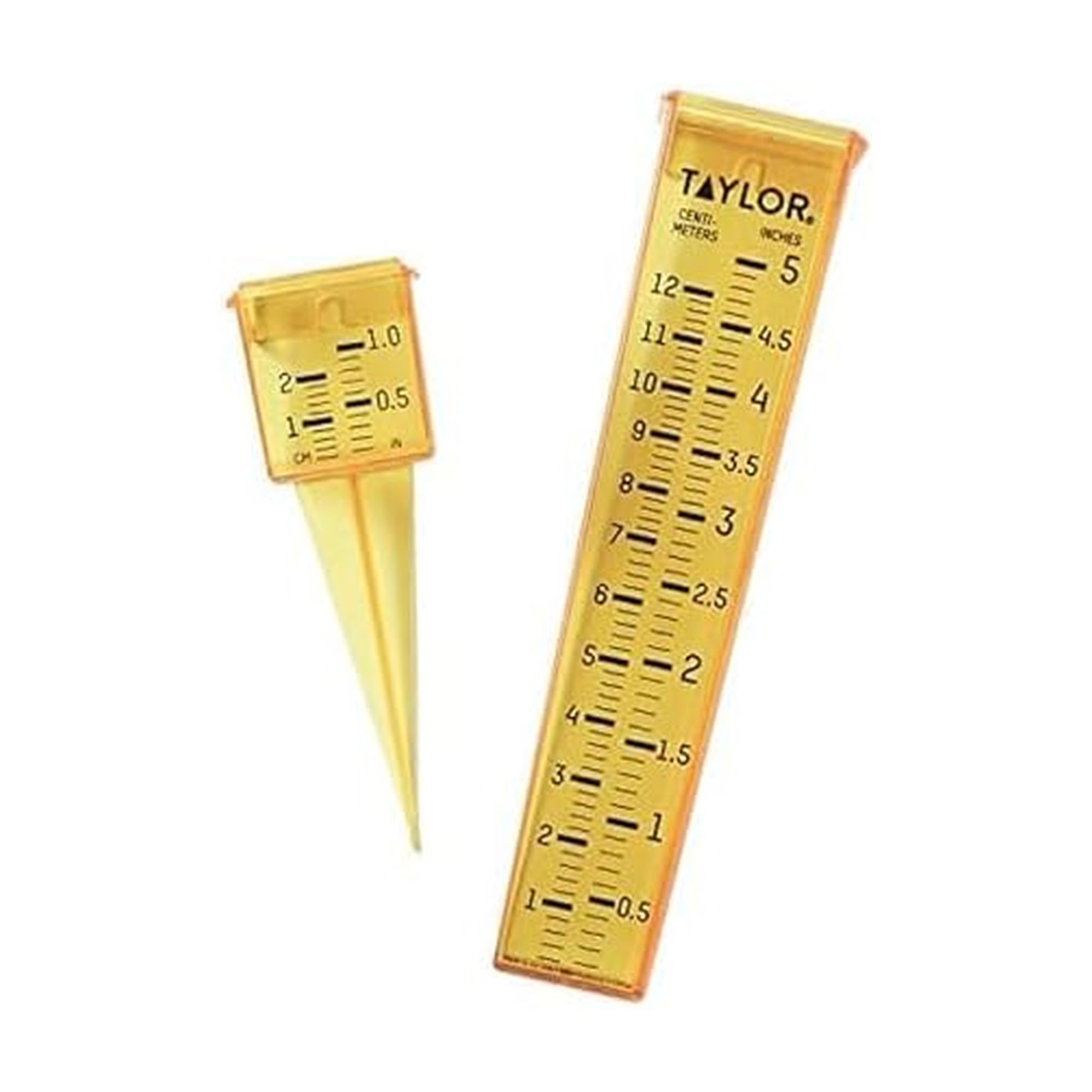 Taylor 2715 2-in-1 Rain Gauge and Sprinkler Gauge, Measure and Monitor Precipitation, Easy to Read for Backyard, Patio, Garden, and Lawn, Yellow