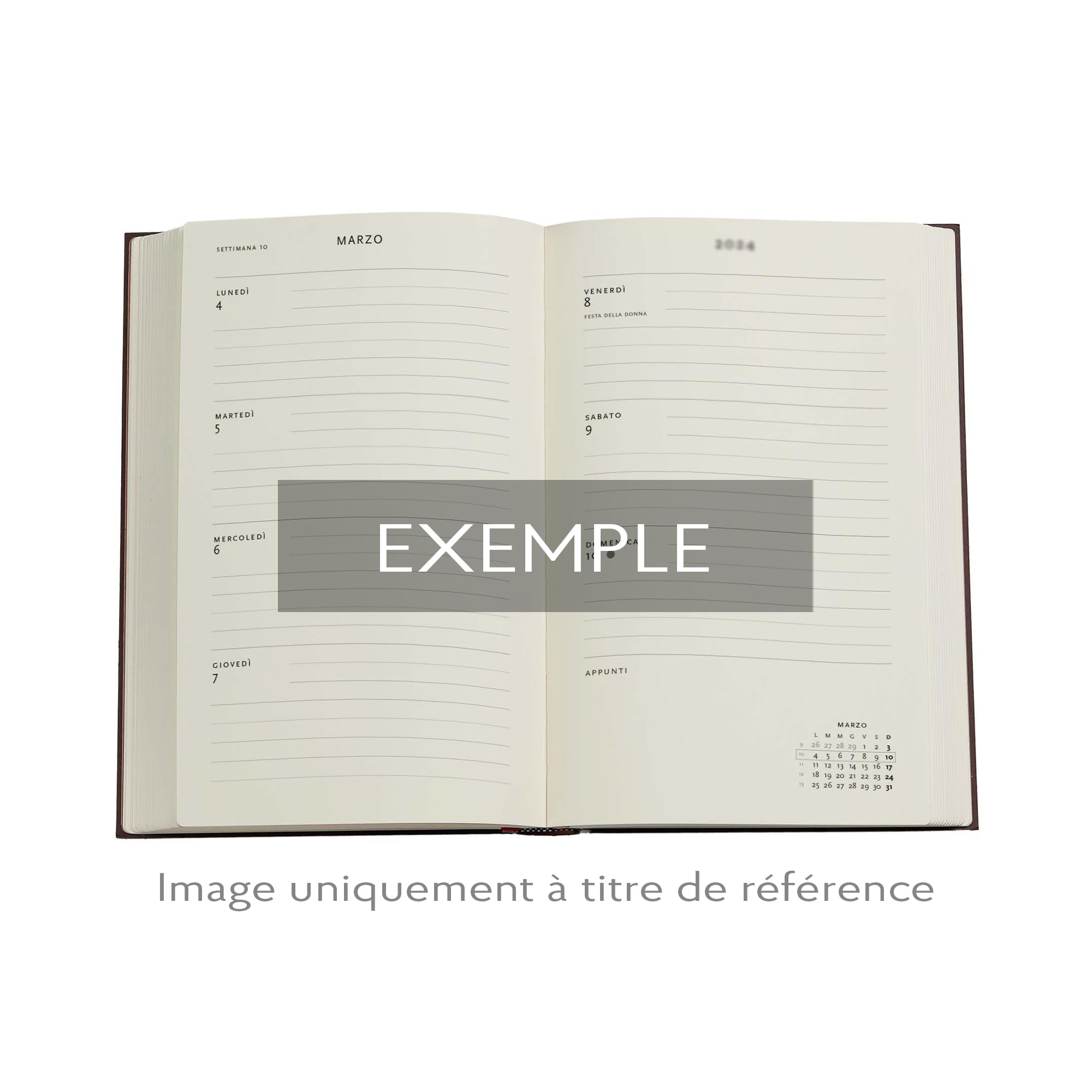 Agenda 12 Mois 2025 Safavide Indigo Midi Horizontal - Reliure Smyth, 160 Pages
