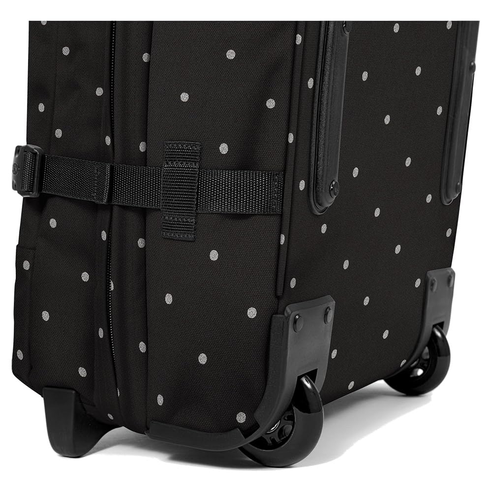 Eastpak Tranverz M Valigia Media 78L (67 x 35,5 x 30 cm), Bagaglio a Ruote, Valigia Leggera e Resistente con Doppio Scomparto, Manico Telescopico e Serratura TSA - DOTS BLACK SILVER