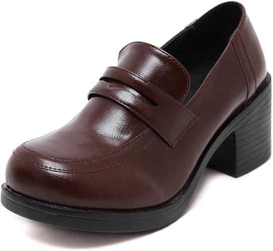 Amazon | [Cnstone] 6cmヒール ローファー 厚底 学生ローファー