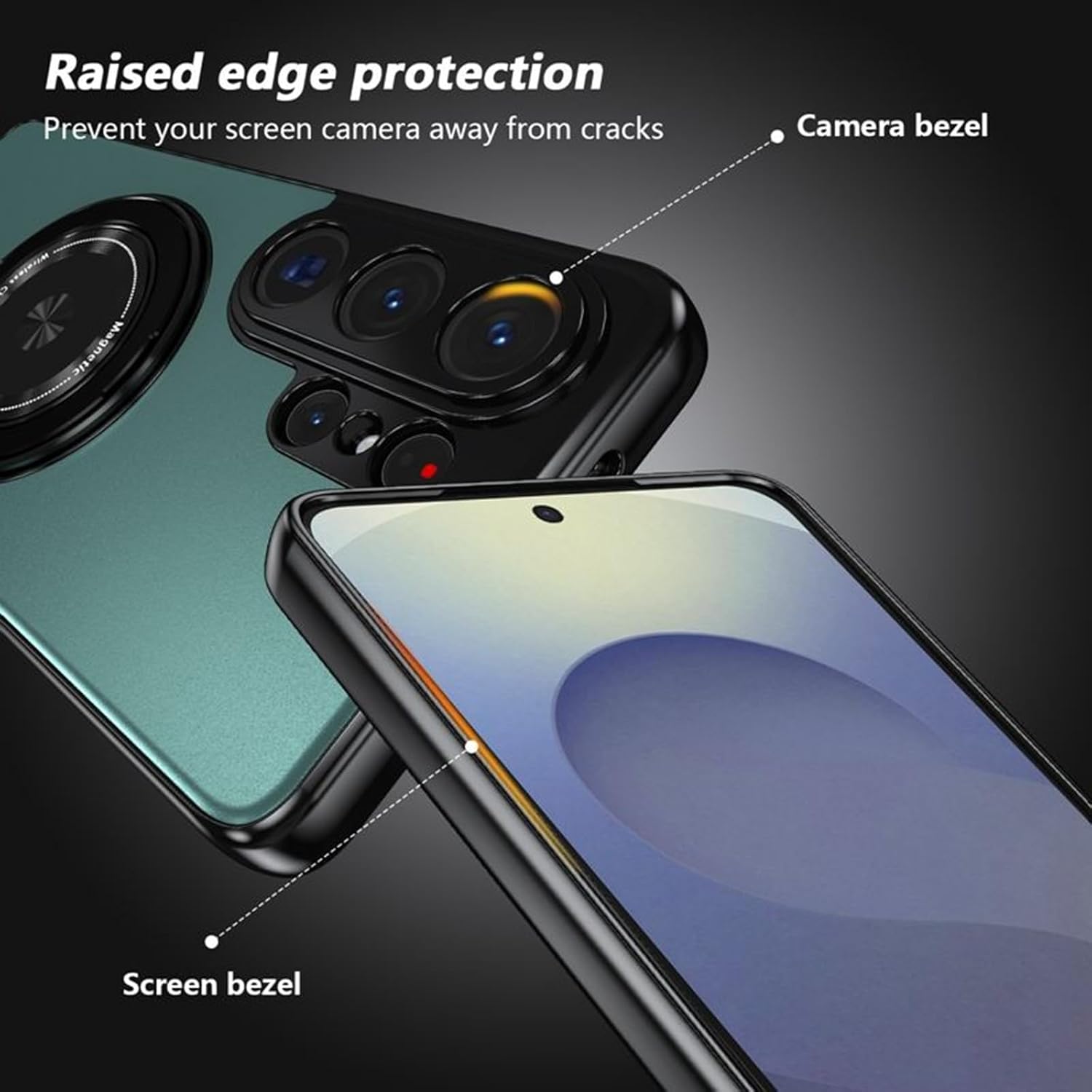 Magnetic Slim Electroplated Case for Samsung Galaxy S26/S26 Plus/S26 Ultra, Shockproof Non-Slip Design with Swivel Ring Stand Cover(Gold,S26 Plus)