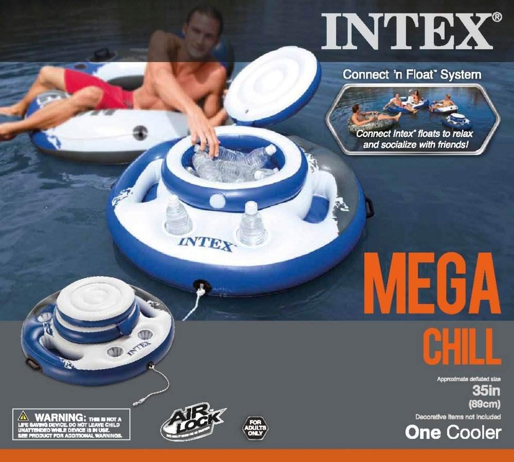 Intex Mega Chill Aufblasbarer Getränkehalter für 24 Getränke, Schwimmbad, 2 Stück