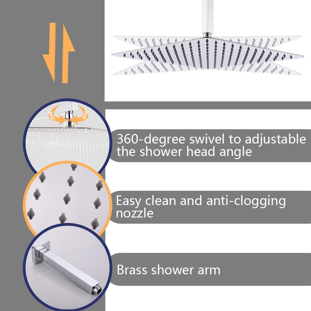 STARBATH Rain Shower Head with Handheld Shower System 12 Inch Ceiling
