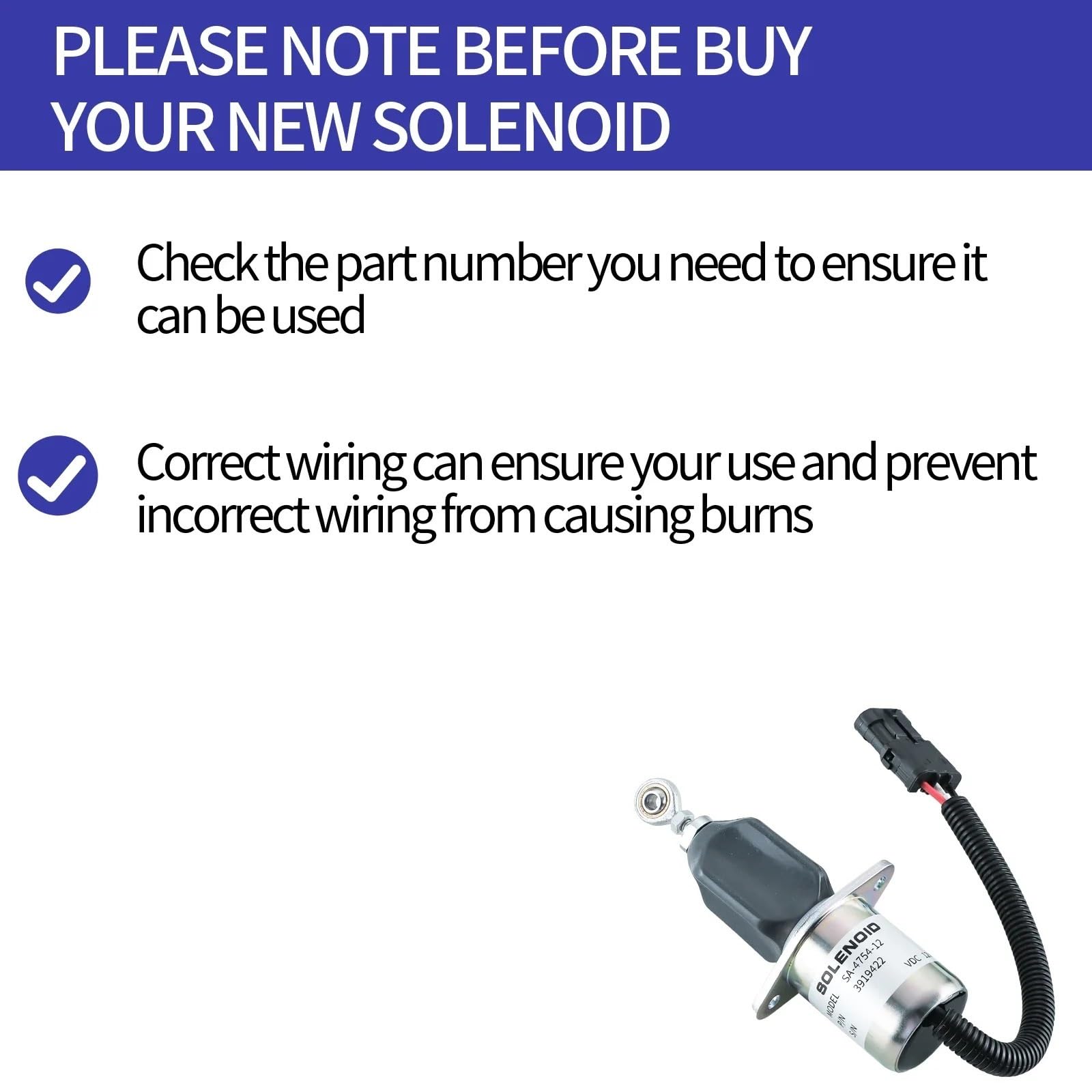 Válvula de Cierre Solenoide de corte de combustible 3919422 129953-77803 SA4754-12 24022035 3931570 Compatible con Cummins Compatible con Ford Solenoide
