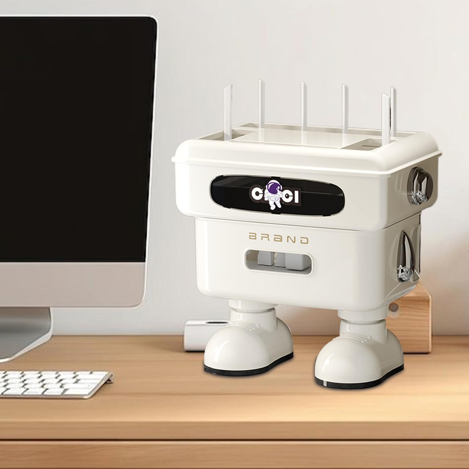 Scatola Di Archiviazione Per Router Wi-Fi Supporto Robot Per Scrivania | Ripiano Per Router Per Casa Soggiorno Camera Da Studio Supporto TV Posto Di Lavoro Centro Intrattenimento Console