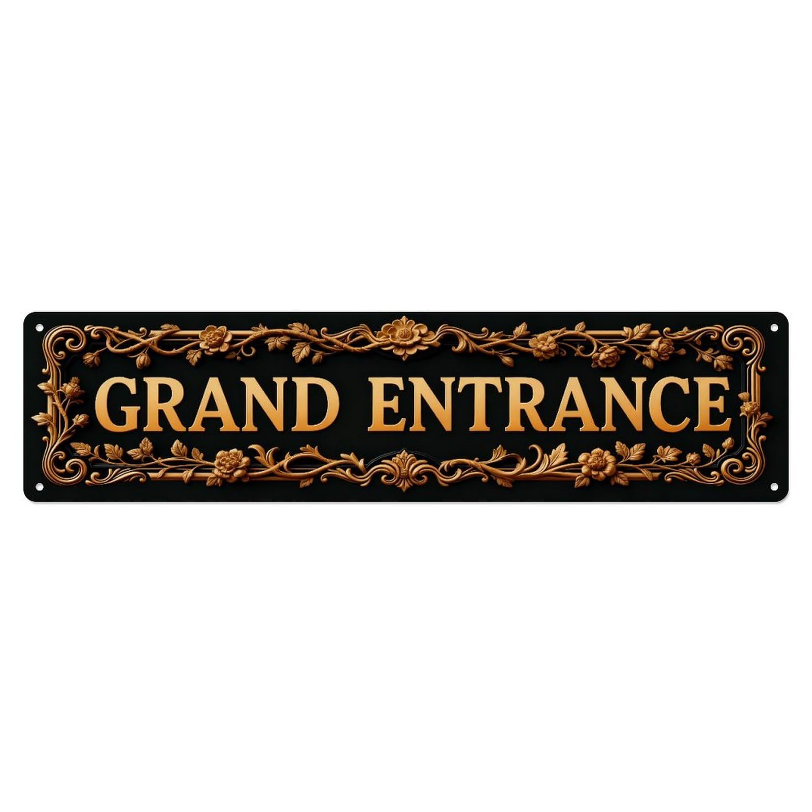 Grand Entrance Ornate Floral Metal Tin Sign Plaque