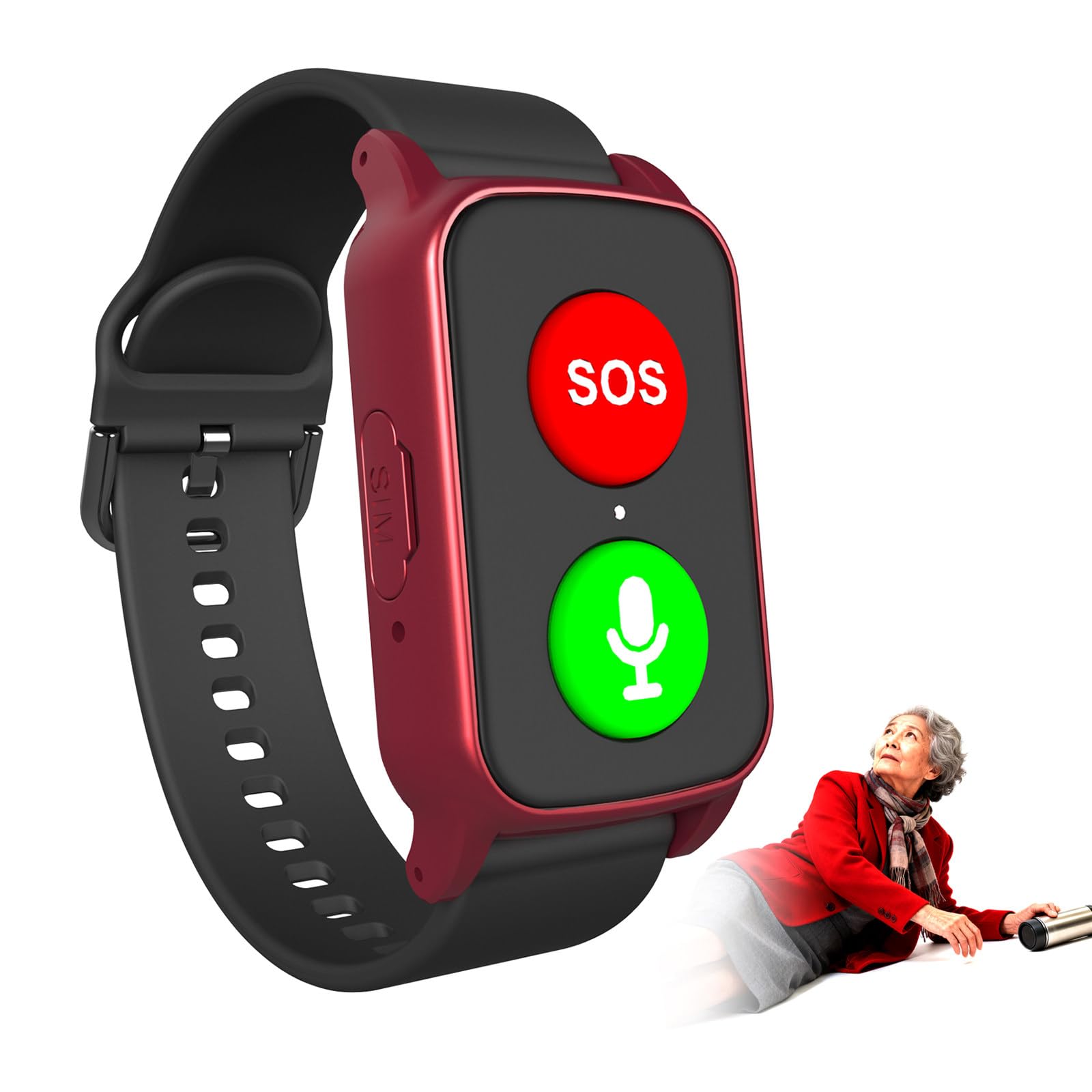 LRPMGZYoe Elderly Alarm Reminder Smart Watch GPS Tracker Red