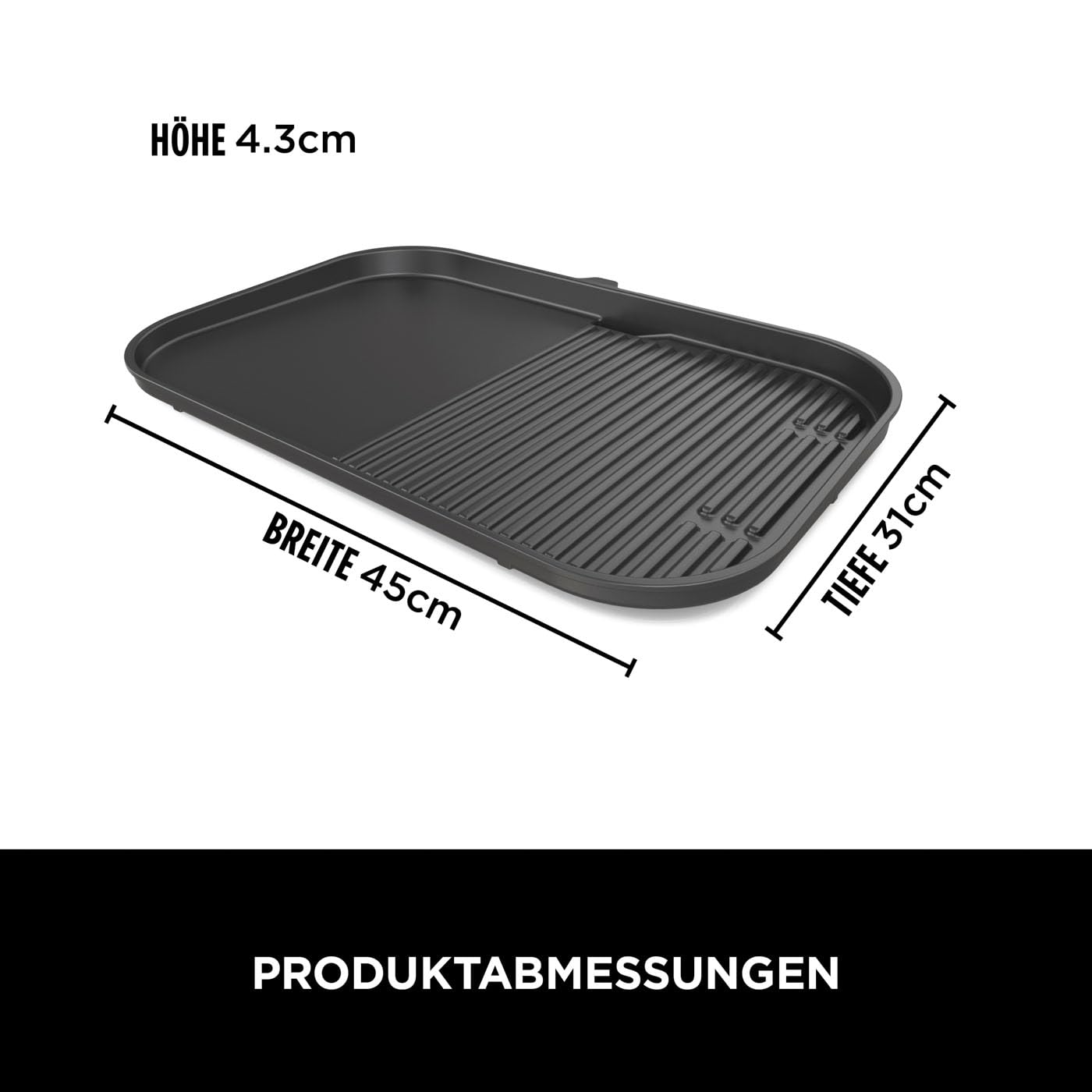 Ninja Woodfire XL flache Grillplatte, antihaftbeschichtete Kombination aus Flach- und, kompatibel mit BBQ Grill OG850/OG901, offizielles Ninja-Zubehör, XSKOGXLGGCMEU, Schwarz