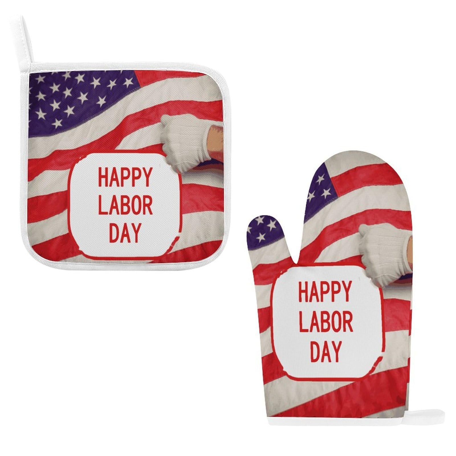 Btcowzrv Style Happy Labor Day Oven Mitts And Pot Holders 2Pcs Set