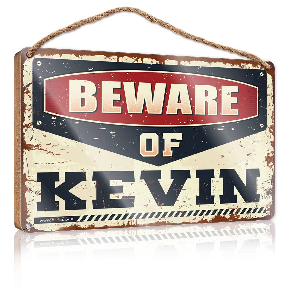 Dtha Boys One Color Hanging Wooden Plaque Beware Of Kevin Wooden Sign Pool Stuff Bathroom Sign Funny(15X28cm)