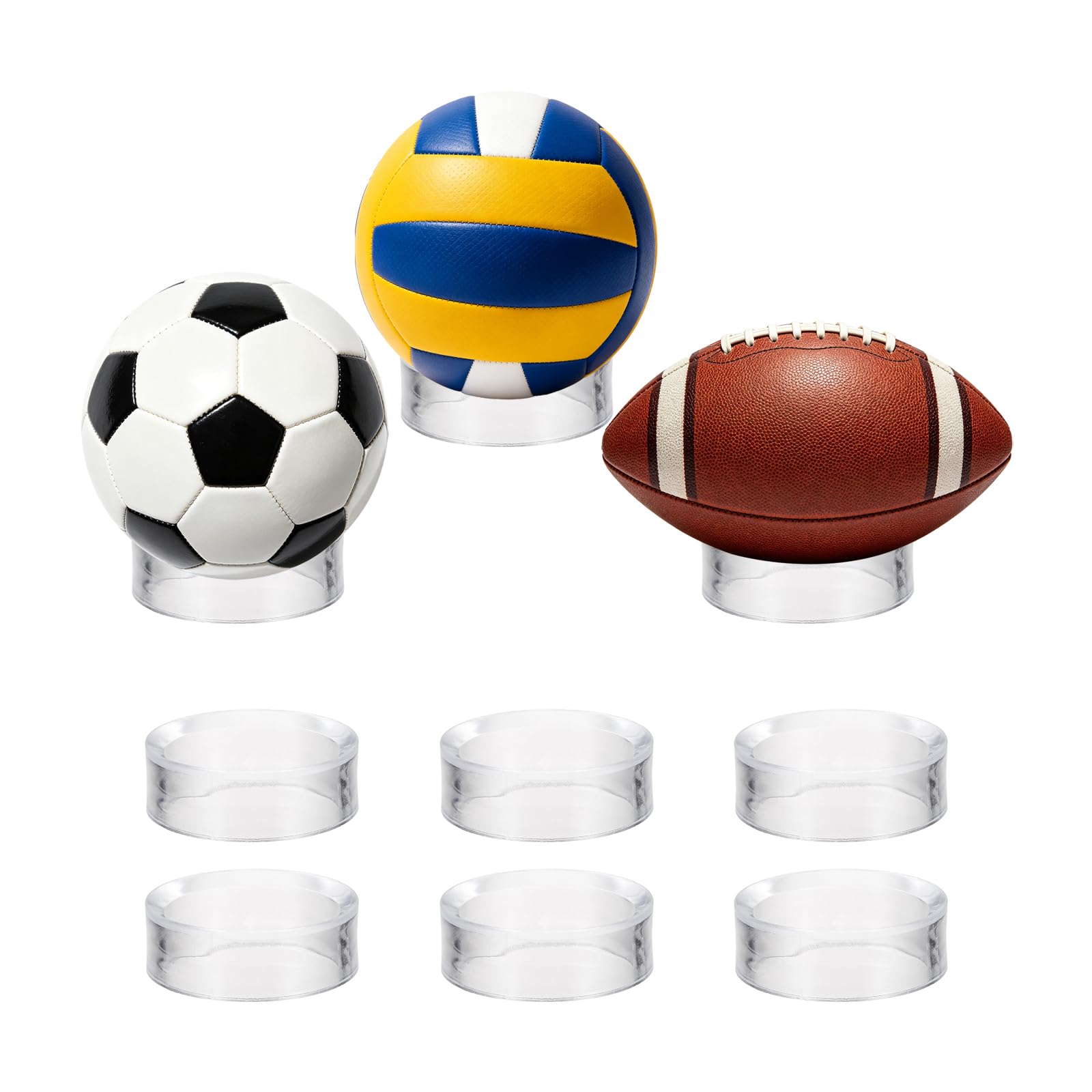 YELARXI Ball Display Stand, 4.5cm Display Clear Round Acrylic Display Holders Ring Baseball Stand & 6 Pcs & Clear - Fitting for (Easter Eggs/Golf Ball/Baseball/Softball/Tennis Ball)