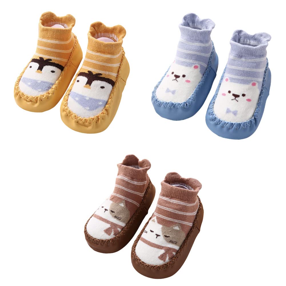 FedMois 3 Pairs Baby boys Girls Non-Skid Indoor Slipper Shoes Socks — view 8