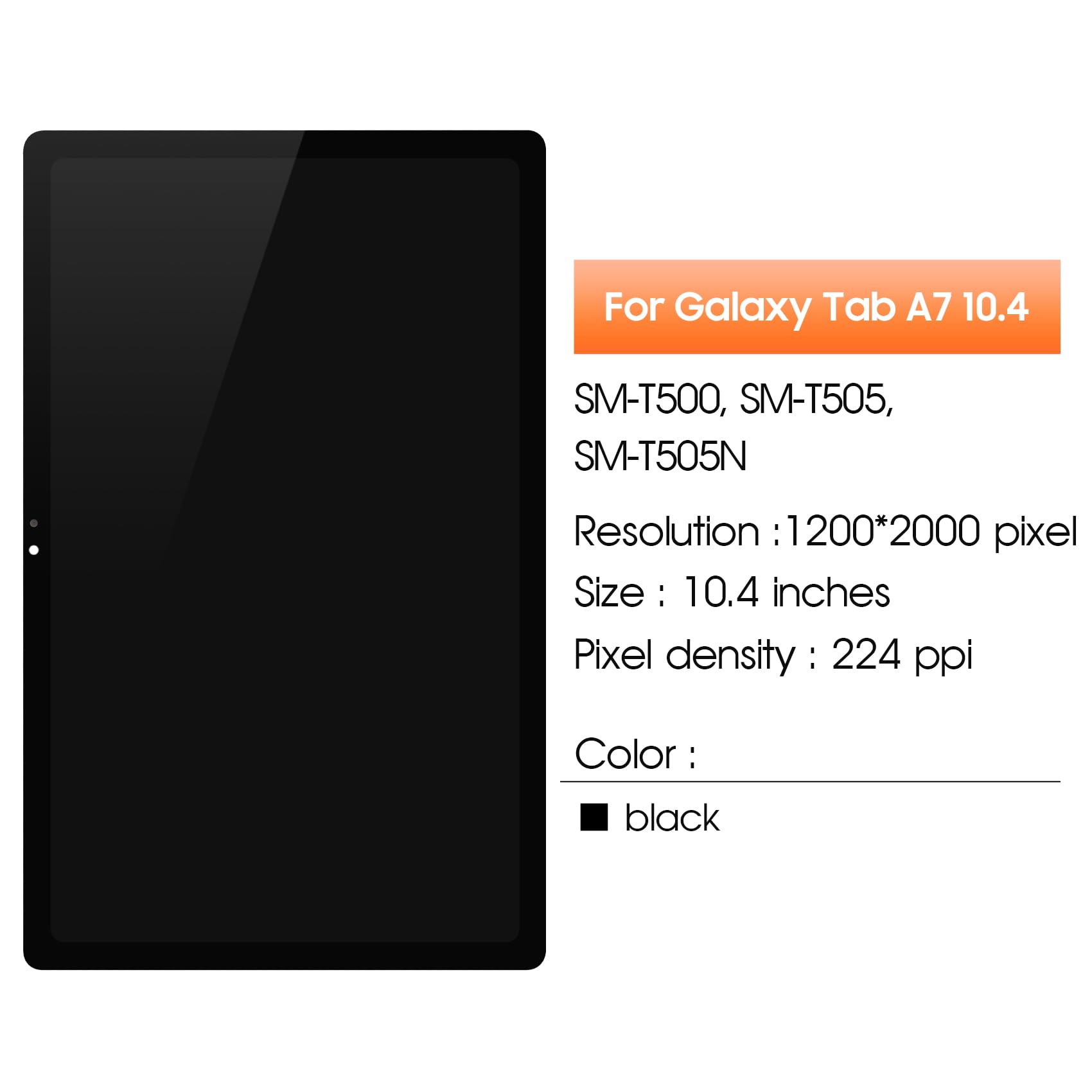 Schermo LCD per Samsung Galaxy Tab A7 T500 T505 LCD Display SM-T500 SM-T505 Touch Screen Digitalizzatore Assembly con Riparazione Kit (nero)