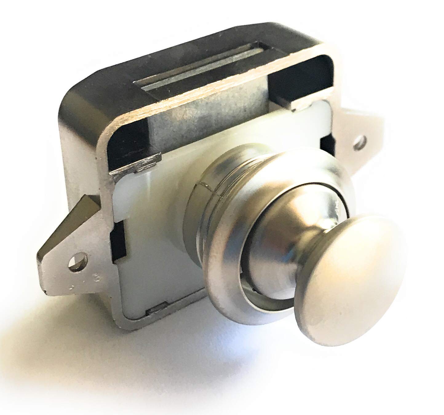 AMT Pearl Nickel Key Less Push Button Cabinet Latch for Rv/Motor Home Cupboard Caravan Lock for Cupboard Push Latch Lock (5)