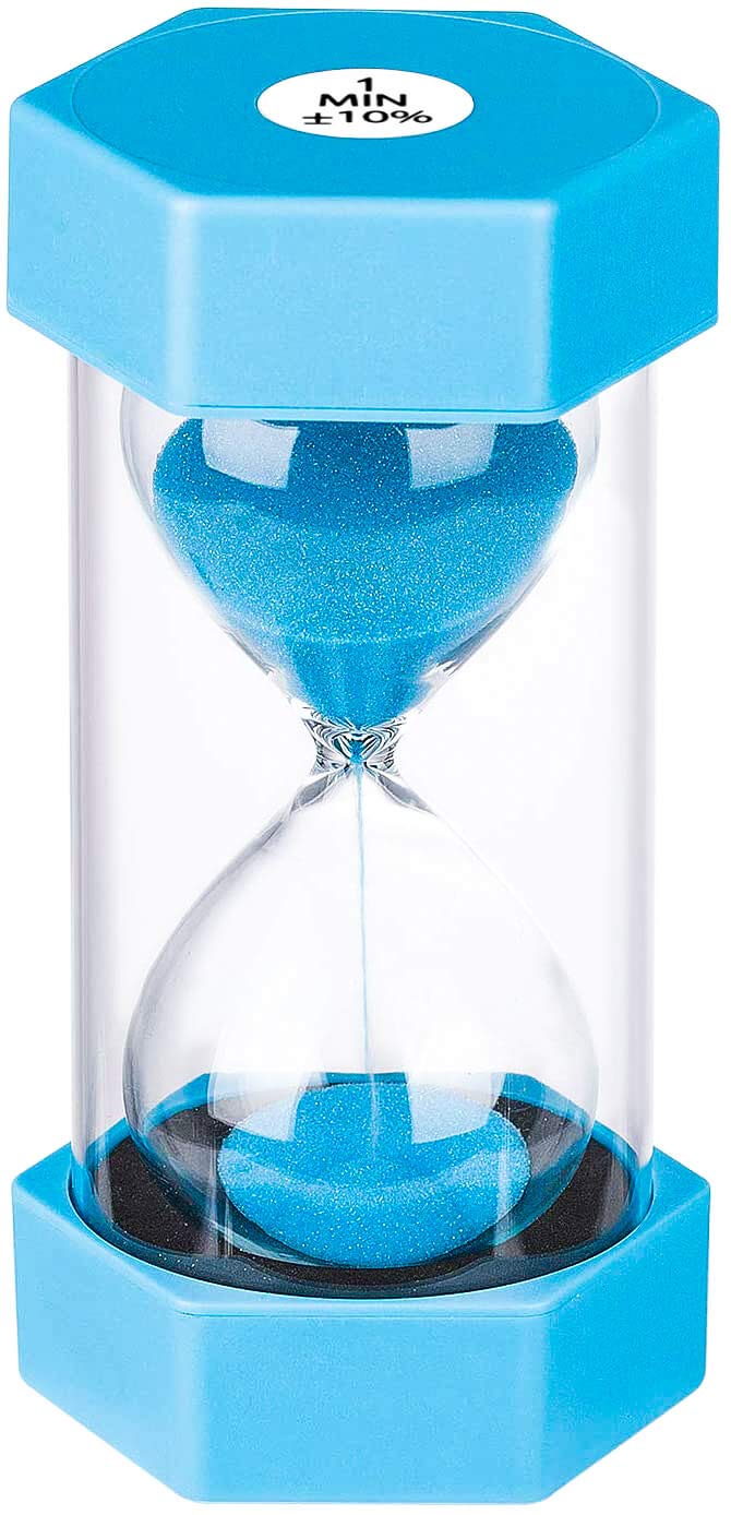 SuLiao Sand Timer 1 Minute Hourglass Timer: Colorful Sand Watch 1 Minute, Small Blue Sand Clock one Minute, Plastic Hour Glass Sandglass Timer for Kids, Games, Classroom, Kitchen, Decoration