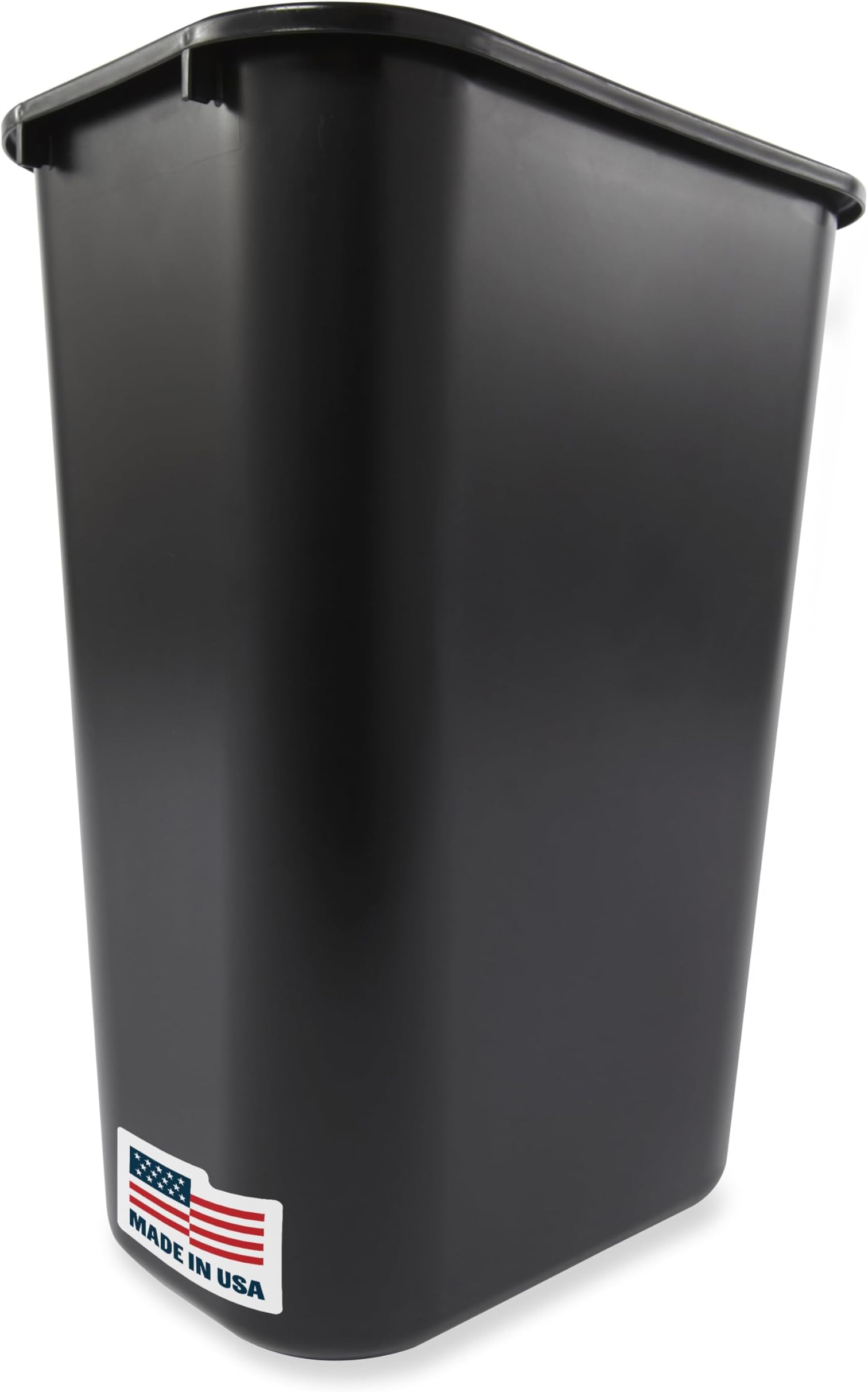 FG295700BLA Commercial 10.25gal Soft Molded Plastic Rectangular Trash Can, 39 Litre, Black