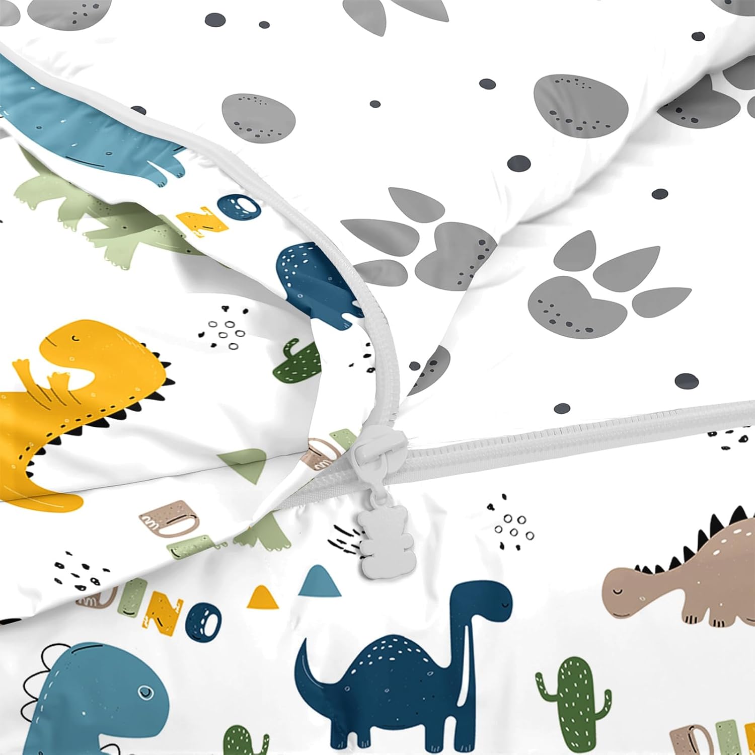 Kids Comforter Set,Zipper Bedding Twin for Boys,Dinosaurs Printed Comforter Set with Paw Fitted Sheets and Pillowcases for All Season(Dinosaurs Twin)
