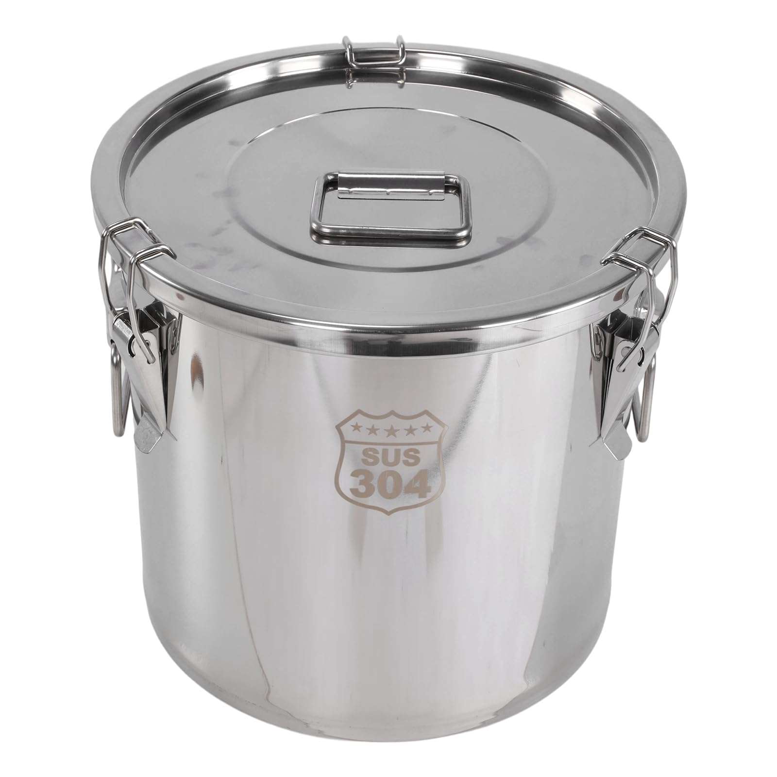 AMZGSHOP Stainless Steel Airtight Canister, Food Storage Container, 304 Stainless Steel Airtight Sealed Bucket with Lid and Locking Clamp for Rice Flour Grain Coffee Bean-21L