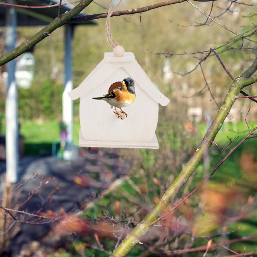 Casetta Per Uccelli In Legno Da Appendere - Mangiatoia Per Uccellini Selvatici Da Esterno Verniciabile - Foto 5
