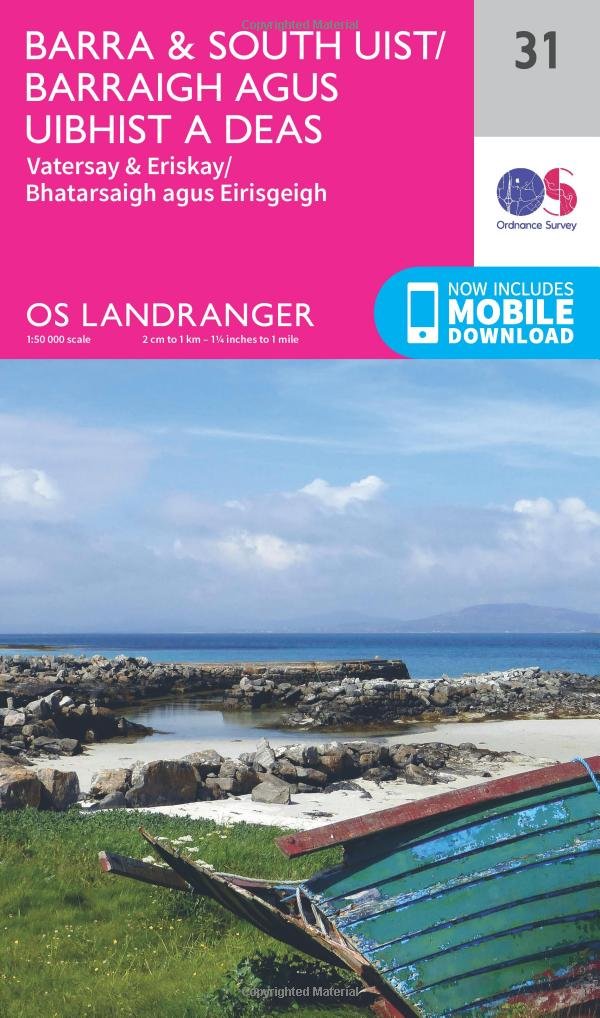 Barra & South Uist/Barraigh agus Uibhist a Deas Map | Vatersay & Eriskay/Bhatarsaigh agus Erisgeigh | Ordnance Survey | OS Landranger Map 31 | Scotland | Walks | Cycling | Days Out | Maps | Adventure