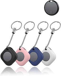 4 fundas protectoras para AOWoka Air Tag Buscador de llaves, yystao de silicona compatible con AOWoka Air Tag (incluye cordón para llaves), color negro, blanco, azul y rosa