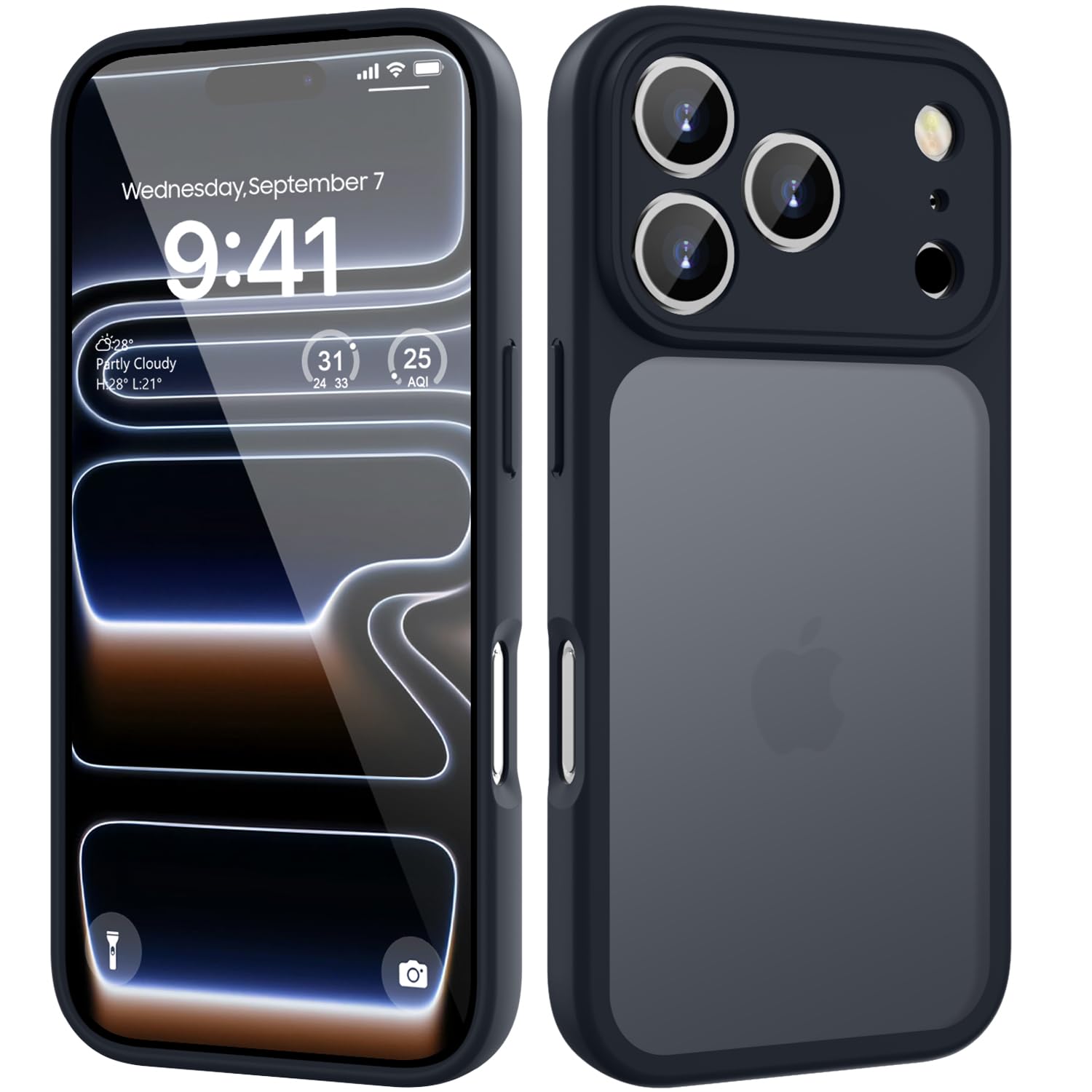 HGH für iPhone 17 Pro Max Hülle, Vollständiger Kameraschutz Stoßfest Kratzfest Anti-Fingerabdruck Transluzente Rückseite Matt Handyhülle für iPhone 17 Pro Max Case 6,9 Zoll, Schwarz