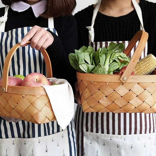 Miniatura 9 de BESTOYARD Cesta de mimbre de ratán para Pascua, cestas de madera con asas para decoración de Pascua, otoño, picnic, jardinería, fiestas, bodas,