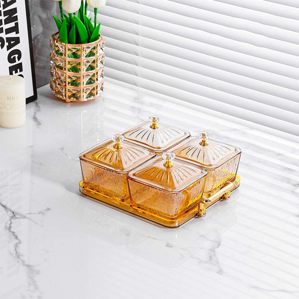 STARRY G Serving Box Set, Snack Platter with Lid, Tray with 3/4/6 Pack Removable Dish Bowls, Divided Serving Relish Bowls for Snacks, Nuts, Fruit, Appetizer, Dessert, Candy, Condiment