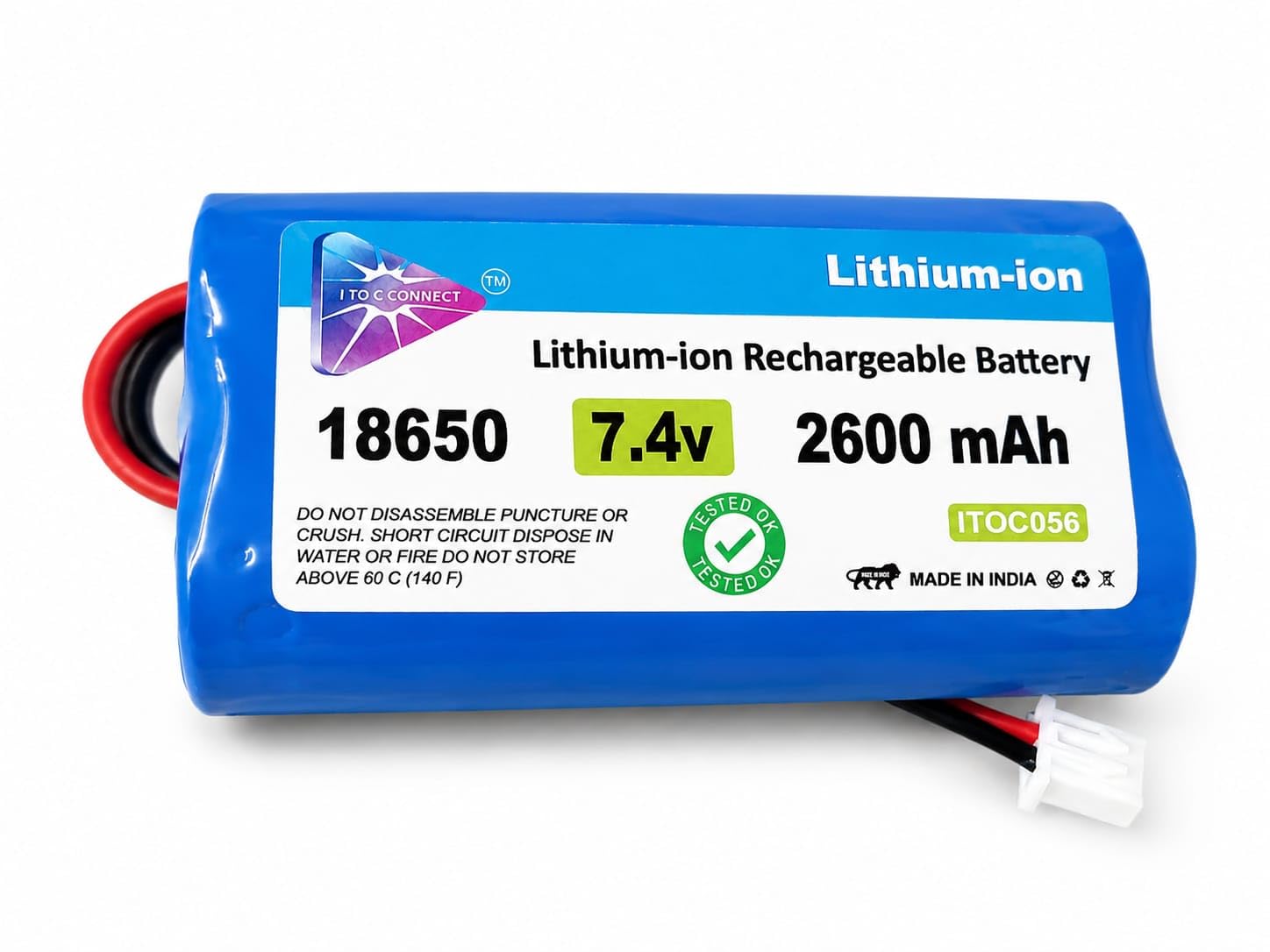7.4V 2600mAh Li-ion 18650 Lithium ion Rechargeable Battery Pack with JST-XH 2.54/2P Plug Connector for DIY Robotics GPS mp4 Tablet PC Drones Project Work Industrial Equipment |Pack of 1 |-image-39