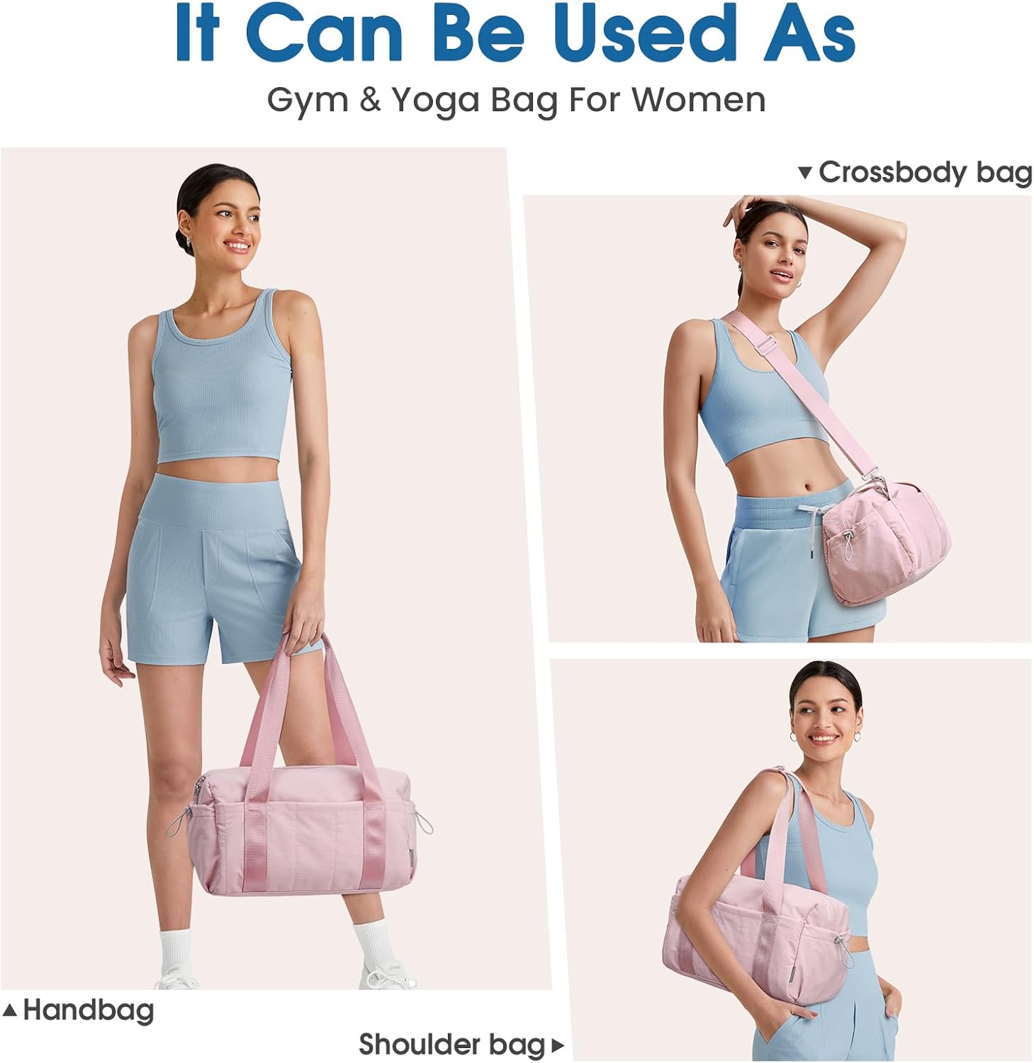 G4Free Small Gym Bag for Women 14 Inch Mini Gym Duffle Bag with Wet Compartment Cute Duffel for Travel Sport Workout (Pink) - Image 2