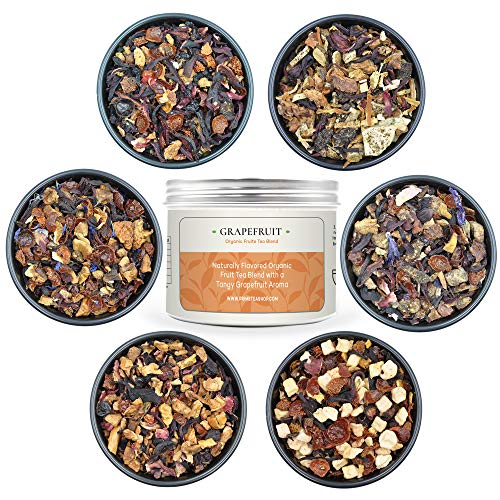 Fruity Tea Sampler #1, 10 Ounce - Fruit Tea Variety Pack with Herbs, Fruits and Spices, Fruity Loose Leaf Tea, Hot or Iced Tisane, 6 Samplers by Prime Tea (Perfect Fruit #1)
