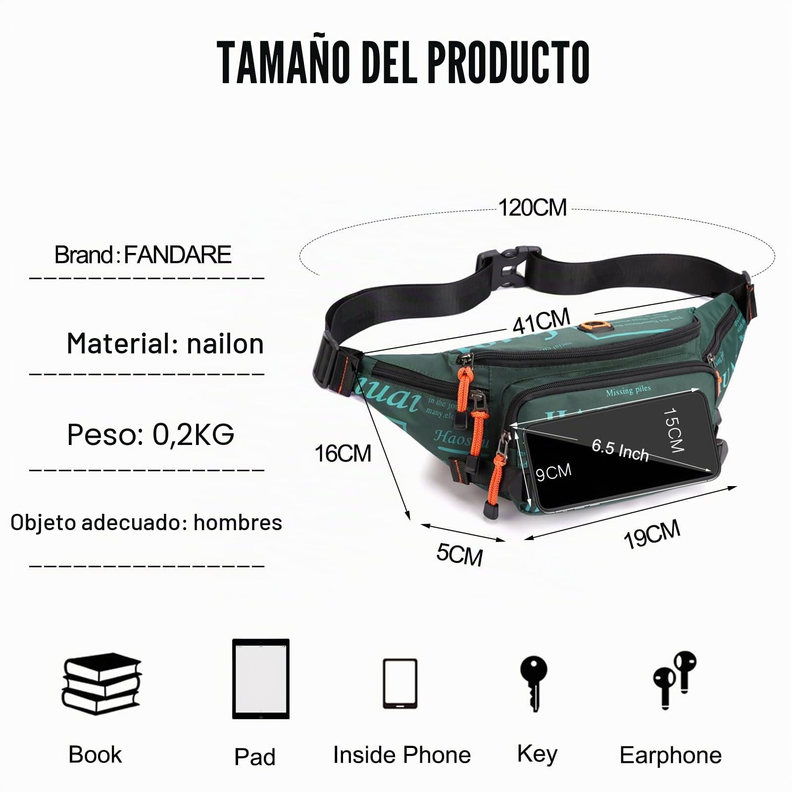 FANDARE Moda Deportivo Riñonera Bolsa Bandolera Mochila Cruzada Hombre Bolso de Cintura Bolso Cruzado Hombre Mujer Bolsa de Pecho Crossbody Sling Bag para Viajes Ciclismo Senderismo