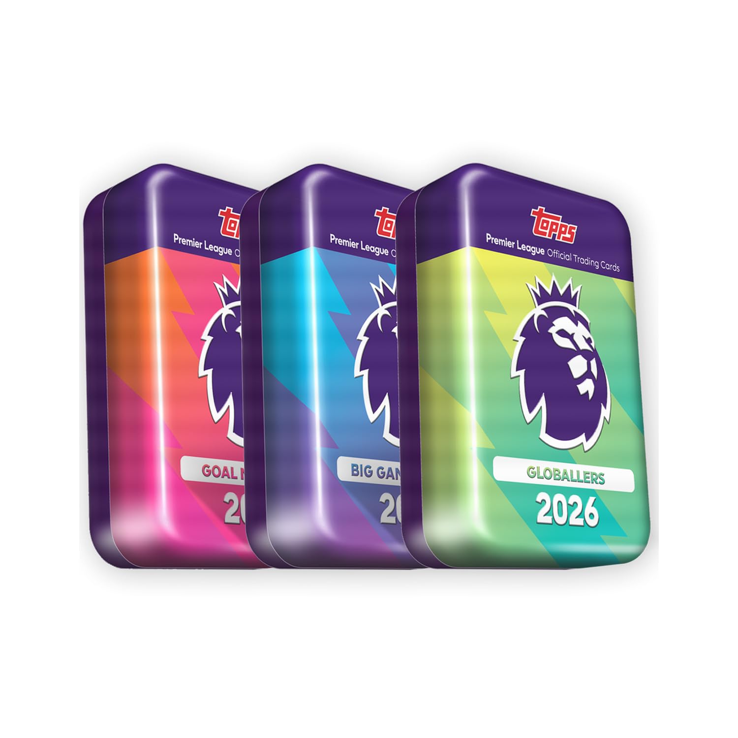 Topps Premier League 2026 - Debiutancka edycja - Mega Tin Bundle (dostępna wyłącznie online). Zawiera wszystkie 3 Mega Tins z kolekcji w jednym pakiecie.