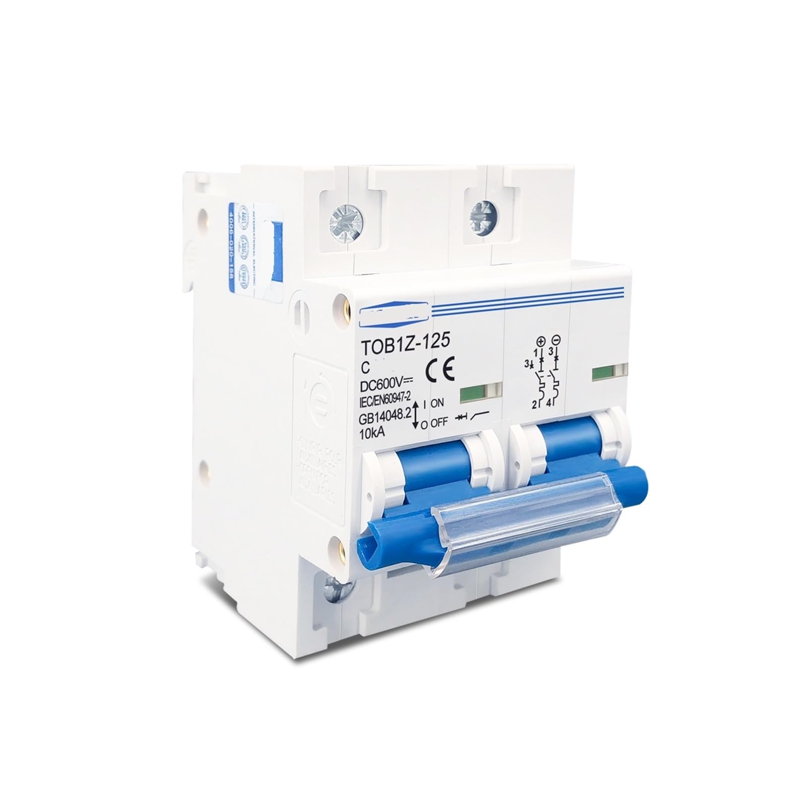 Disjoncteur magnétothermique 2P 100A DC 600V pour installation photovoltaïque résistant
