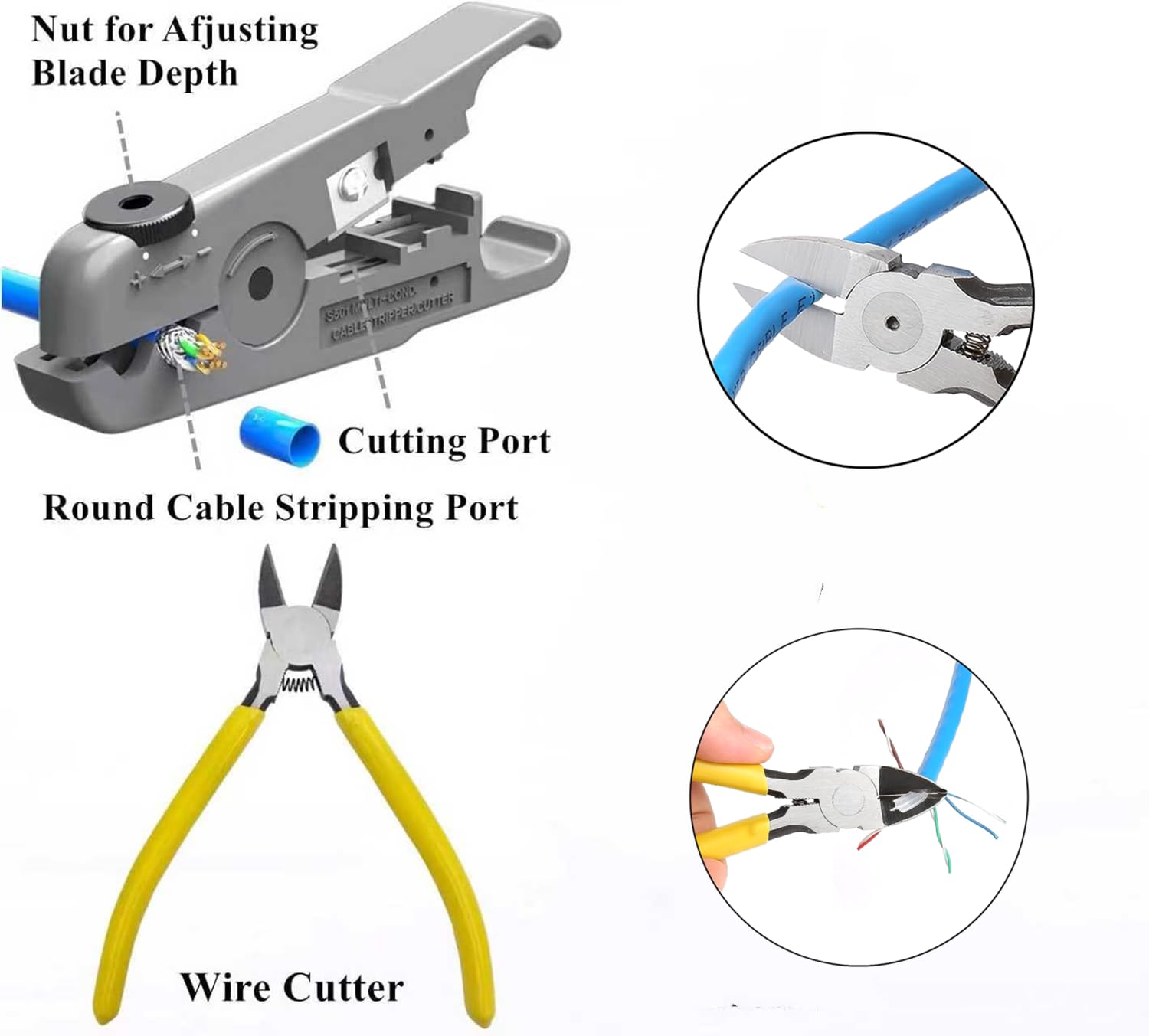 RJ45 Crimp Tool Kit Pass Through, Ethernet Crimper Cat6 Cat5e Cat5 | Ethernet-Crimpzange mit Netzwerkkabeltester, RJ45 Pass Through Steckverbinder, Abisolierzange