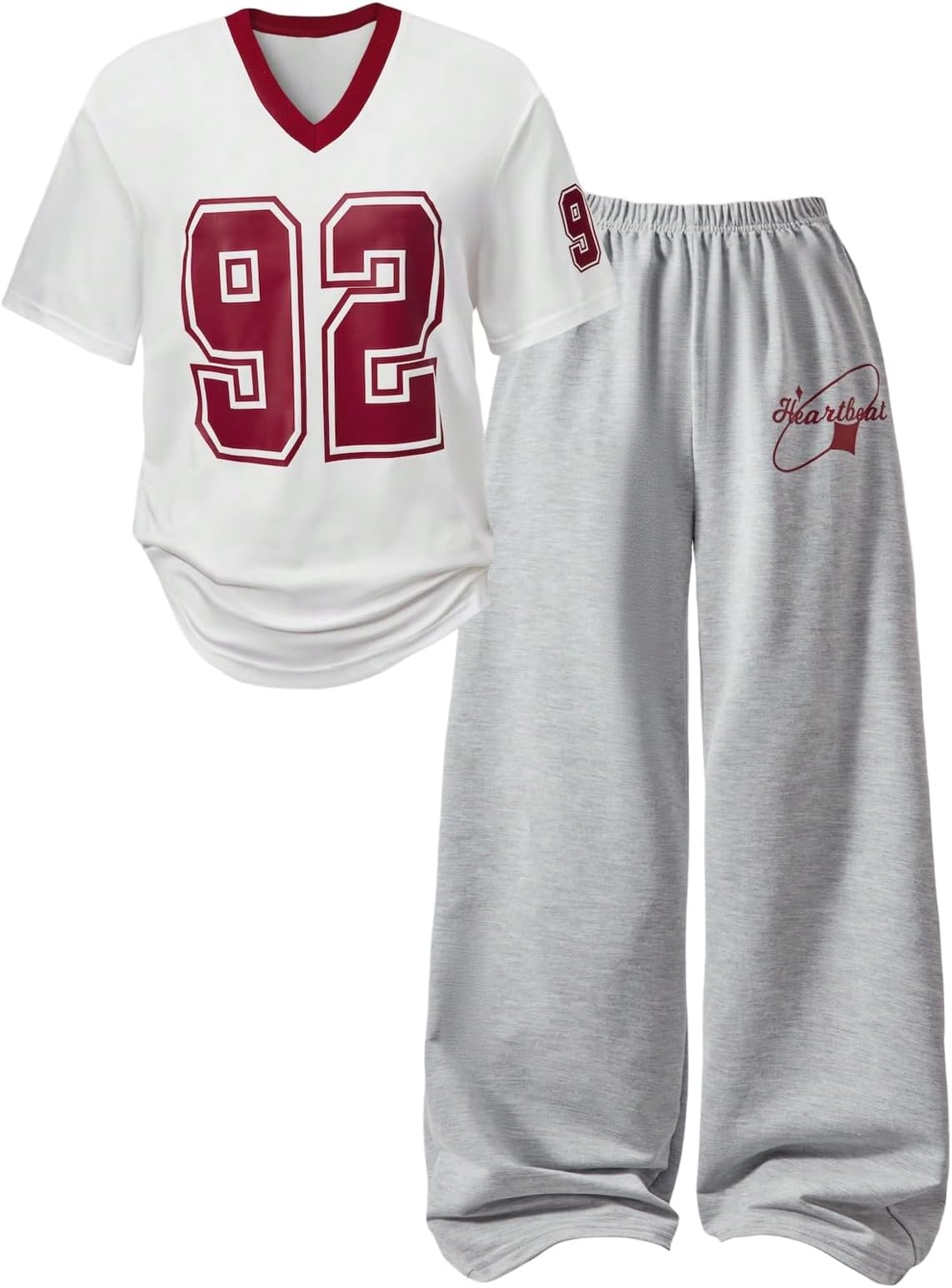SOLY HUX Girl's Sporty Outfits Number Graphic Jersey Shirt and Baggy Sweatpants Suit 2 Piece Set