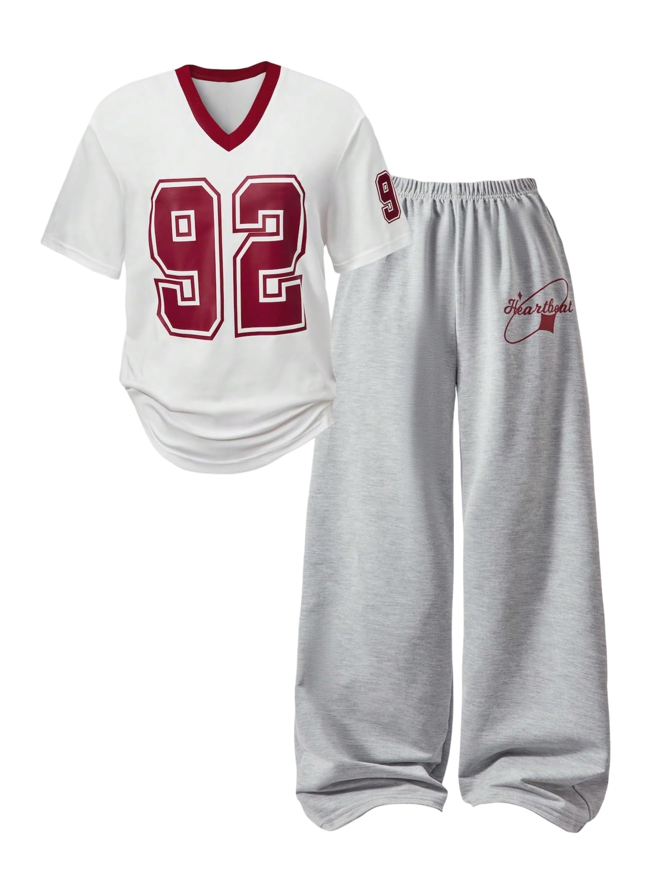 SOLY HUXGirl's Sporty Outfits Number Graphic Jersey Shirt and Baggy Sweatpants Suit 2 Piece Set