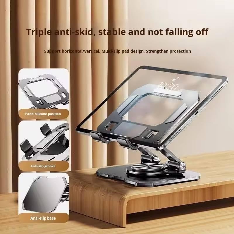 Image of Aluminium Tablet Stand Holder with 360 Rotating Base, Multi Angle Adjustments Compatible for iPad Pro | 11 | 10.9 | 10.2 | Air | Mini, Samsung Galaxy Tab, Lenovo Pad and All Tablets-Black