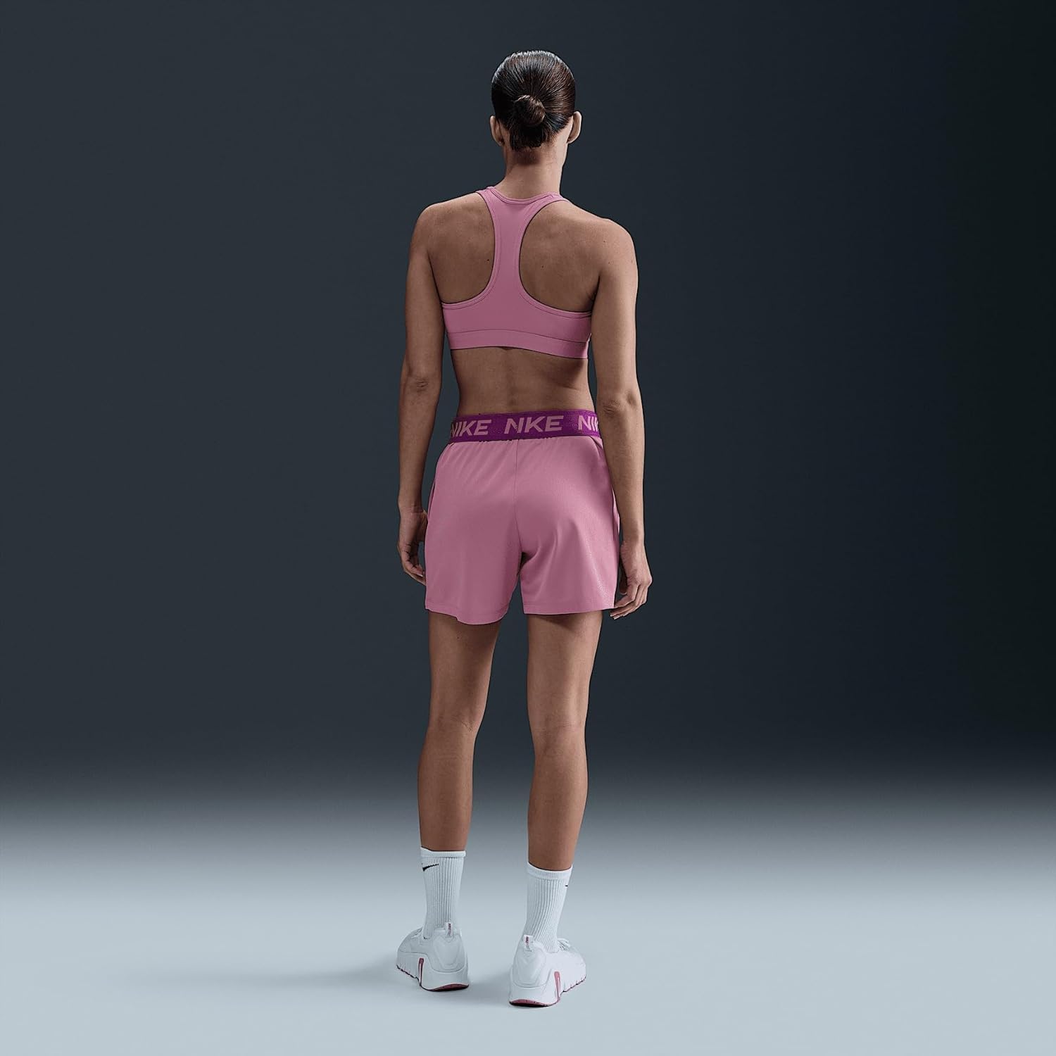 Nike Attack Women's Dri-FIT Fitness Mid-Rise 5" Unlined Shorts (Elemental Pink/Bold Berry/Elemental Pink, DX6024-699) Size Small