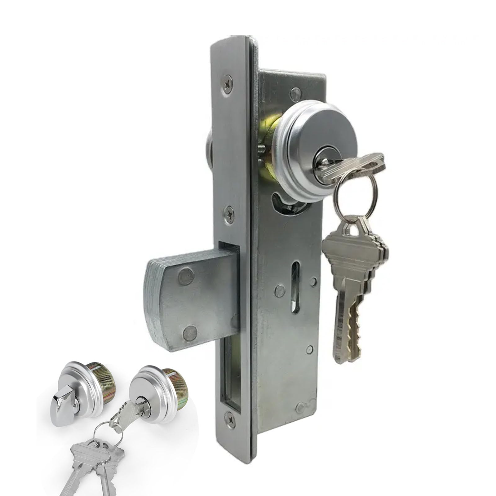 View 1 of *SOLD FOR PARTS ONLY*Chmaanwlkj Commercial Door Lock with Deadbolt, Silver