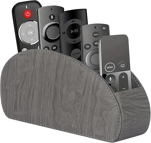 Miniatura 12 de Soporte para control remoto, organizador de escritorio de cuero para 5 habitaciones y decoraciones para sala de estar, almacenamiento de mesita