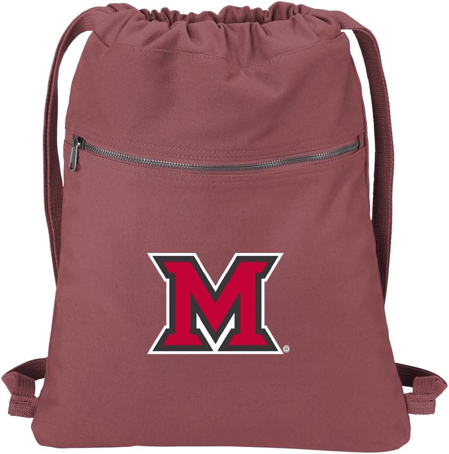 Broad Bay Miami University Drawstring Backpack RICH CANVAS Miami RedHawks Cinch Bag (Red)