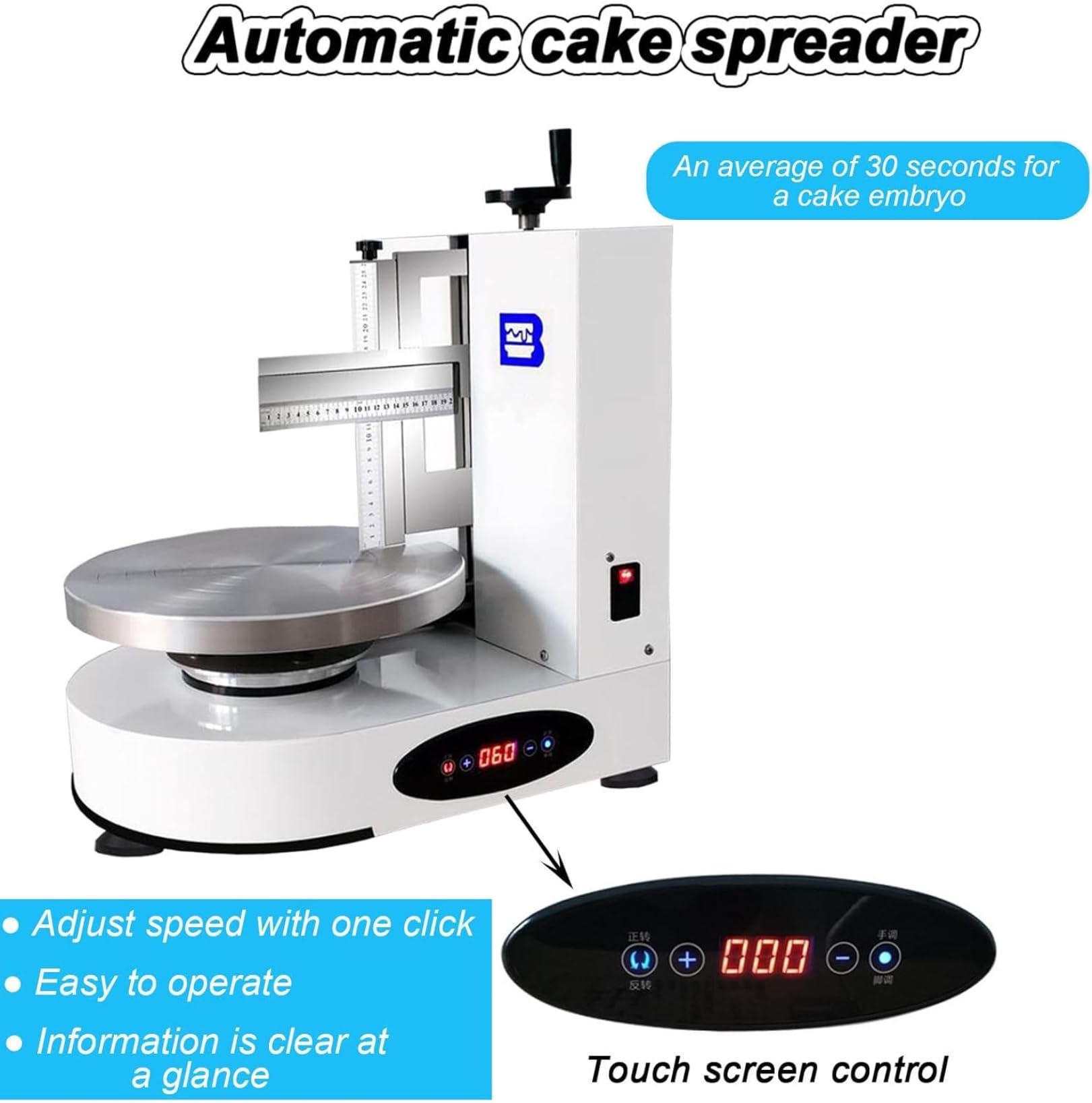 Máquina para Decorar Pasteles de cumpleaños con una Capa Suave de Crema, máquina para Extender Crema de Mantequilla en Pasteles de 4 a 12 Pulgadas, Herramienta Ajustable ~/