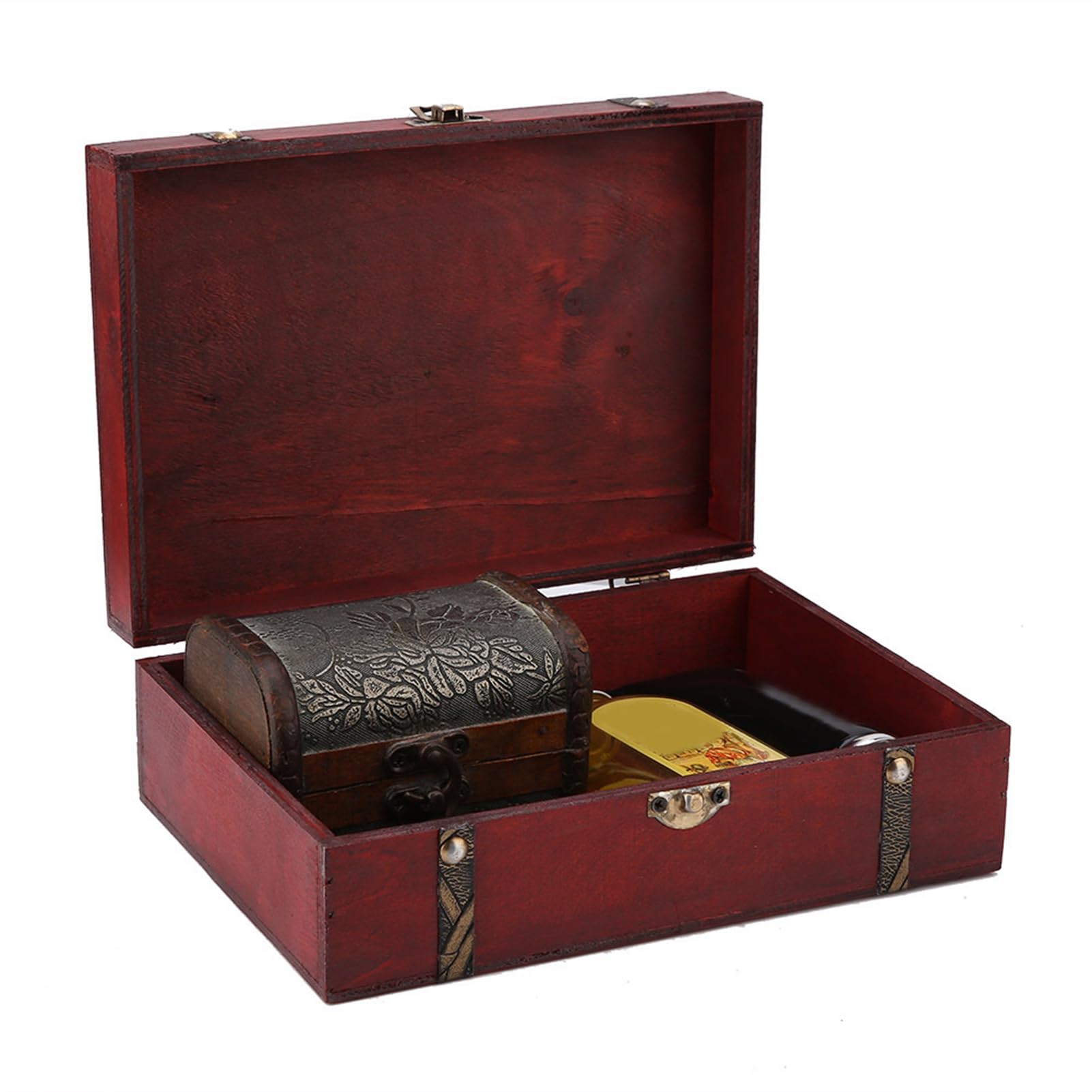 Vintage drewniane pudełko do przechowywania biżuterii wykwintne Retro organizer etui na prezent do sypialni salonu